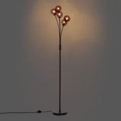 QAZQA Design vloerlamp brons met brons glas 5-lichts - Athens