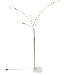 QAZQA Design vloerlamp staal met opaal glas 5-lichts - Sixties Marmo