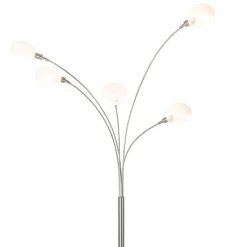 QAZQA Design vloerlamp staal met opaal glas 5-lichts - Sixties Marmo