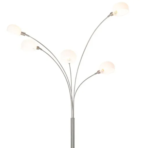 QAZQA Design vloerlamp staal met opaal glas 5-lichts - Sixties Marmo