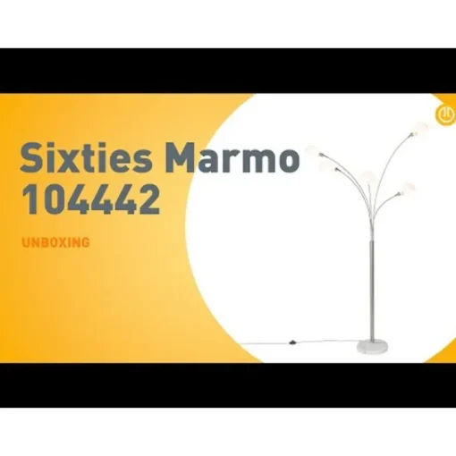QAZQA Design vloerlamp staal met opaal glas 5-lichts - Sixties Marmo