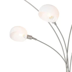 QAZQA Design vloerlamp staal met opaal glas 5-lichts - Sixties Marmo