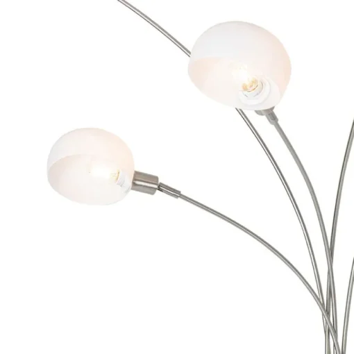 QAZQA Design vloerlamp staal met opaal glas 5-lichts - Sixties Marmo