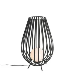 QAZQA Design vloerlamp zwart met opaal 70 cm IP44 - Angela