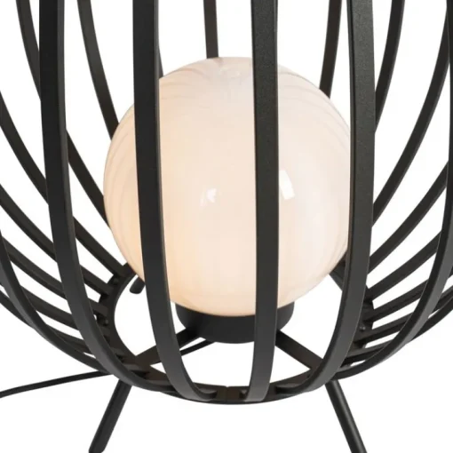 QAZQA Design vloerlamp zwart met opaal 70 cm IP44 - Angela