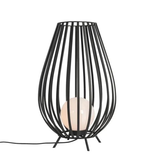 QAZQA Design vloerlamp zwart met opaal 70 cm IP44 - Angela