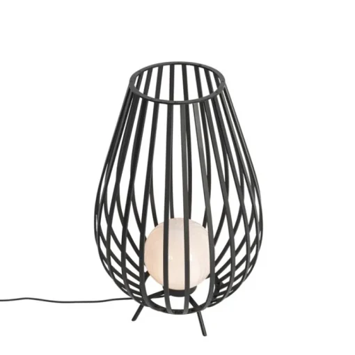 QAZQA Design vloerlamp zwart met opaal 70 cm IP44 - Angela