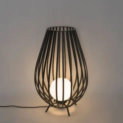 QAZQA Design vloerlamp zwart met opaal 70 cm IP44 - Angela