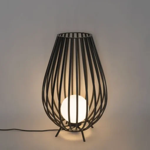 QAZQA Design vloerlamp zwart met opaal 70 cm IP44 - Angela