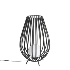 QAZQA Design vloerlamp zwart met opaal 70 cm IP44 - Angela