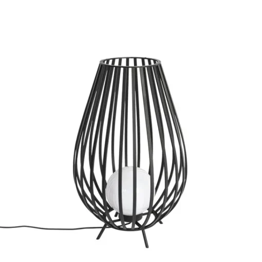 QAZQA Design vloerlamp zwart met opaal 70 cm IP44 - Angela