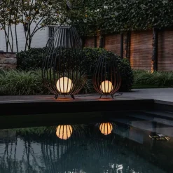 QAZQA Design vloerlamp zwart met opaal 70 cm IP44 - Angela