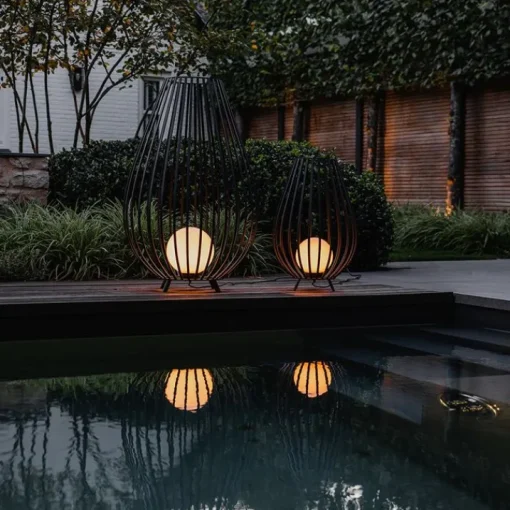 QAZQA Design vloerlamp zwart met opaal 70 cm IP44 - Angela