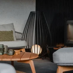 QAZQA Design vloerlamp zwart met opaal 110 cm IP44 - Angela