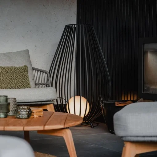 QAZQA Design vloerlamp zwart met opaal 110 cm IP44 - Angela