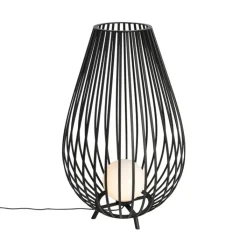 QAZQA Design vloerlamp zwart met opaal 110 cm IP44 - Angela