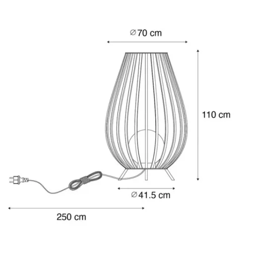 QAZQA Design vloerlamp zwart met opaal 110 cm IP44 - Angela
