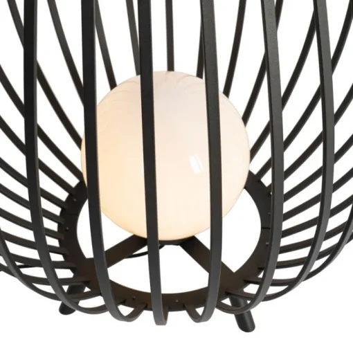 QAZQA Design vloerlamp zwart met opaal 110 cm IP44 - Angela