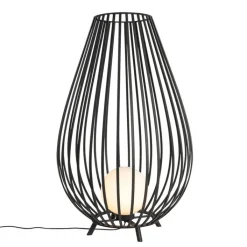 QAZQA Design vloerlamp zwart met opaal 110 cm IP44 - Angela