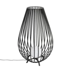 QAZQA Design vloerlamp zwart met opaal 110 cm IP44 - Angela