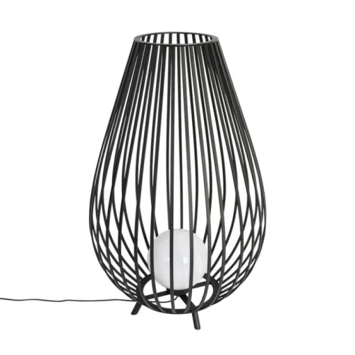 QAZQA Design vloerlamp zwart met opaal 110 cm IP44 - Angela