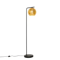 QAZQA Design vloerlamp zwart met goud glas - Bert