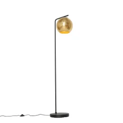 QAZQA Design vloerlamp zwart met goud glas - Bert