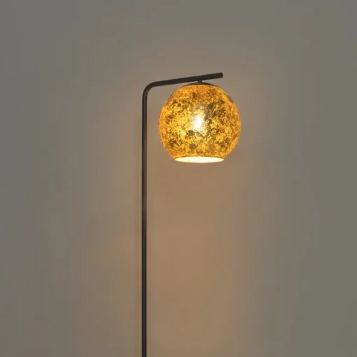 QAZQA Design vloerlamp zwart met goud glas - Bert