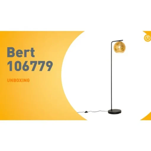 QAZQA Design vloerlamp zwart met goud glas - Bert
