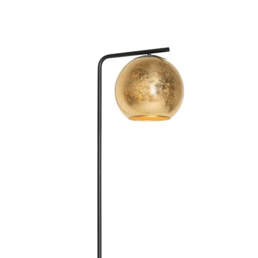 QAZQA Design vloerlamp zwart met goud glas - Bert
