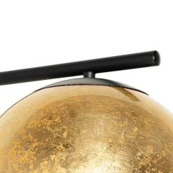 QAZQA Design vloerlamp zwart met goud glas - Bert