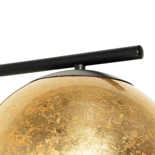 QAZQA Design vloerlamp zwart met goud glas - Bert