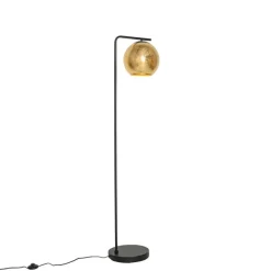 QAZQA Design vloerlamp zwart met goud glas - Bert