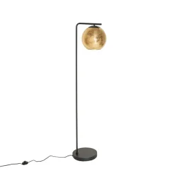 QAZQA Design vloerlamp zwart met goud glas - Bert