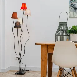 QAZQA Design vloerlamp zwart met stoffen kappen 5-lichts - Melis