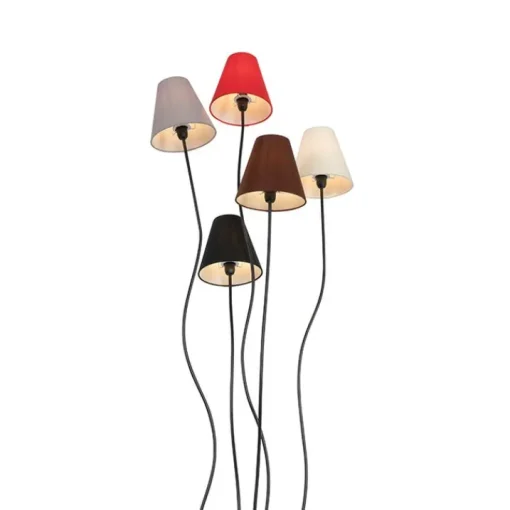 QAZQA Design vloerlamp zwart met stoffen kappen 5-lichts - Melis