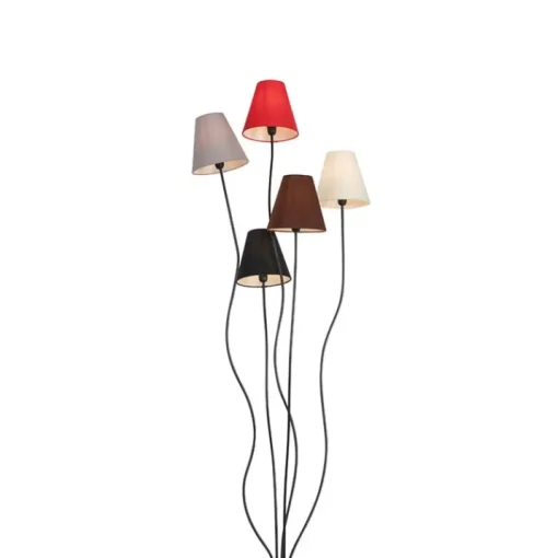 QAZQA Design vloerlamp zwart met stoffen kappen 5-lichts - Melis