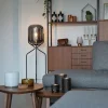 QAZQA Design vloerlamp zwart met smoke glas - Bliss