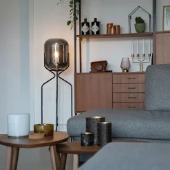 QAZQA Design vloerlamp zwart met smoke glas - Bliss