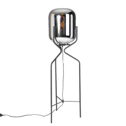 QAZQA Design vloerlamp zwart met smoke glas - Bliss