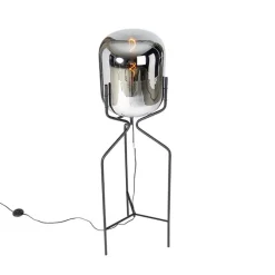 QAZQA Design vloerlamp zwart met smoke glas - Bliss