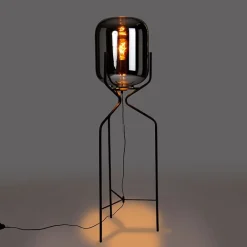 QAZQA Design vloerlamp zwart met smoke glas - Bliss