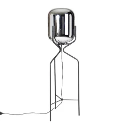 QAZQA Design vloerlamp zwart met smoke glas - Bliss