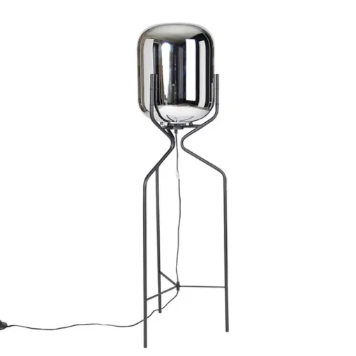 QAZQA Design vloerlamp zwart met smoke glas - Bliss