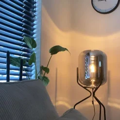 QAZQA Design vloerlamp zwart met smoke glas - Bliss