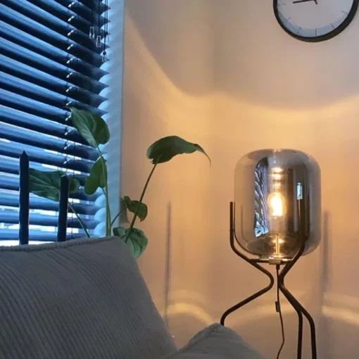 QAZQA Design vloerlamp zwart met smoke glas - Bliss