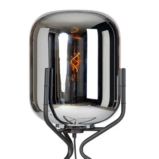 QAZQA Design vloerlamp zwart met smoke glas - Bliss