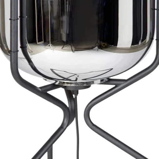 QAZQA Design vloerlamp zwart met smoke glas - Bliss