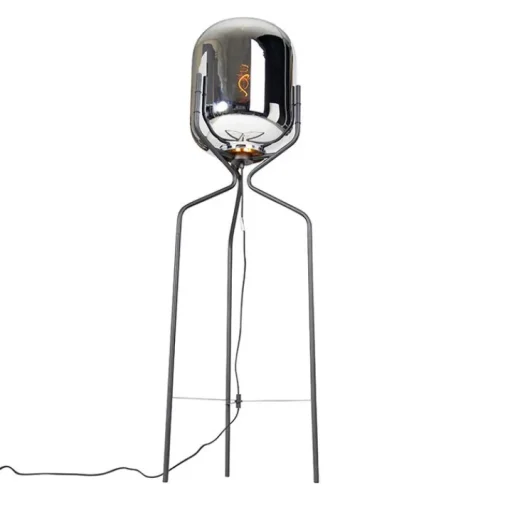 QAZQA Design vloerlamp zwart met smoke glas - Bliss