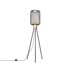 QAZQA Design vloerlamp zwart met goud - Mayelle